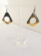 Earrings - Diamond With Circle Cutout, Tortoise Zebu Horn - Handcrafted in Madagascar