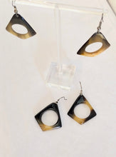 Earrings - Diamond With Circle Cutout, Tortoise Zebu Horn - Handcrafted in Madagascar