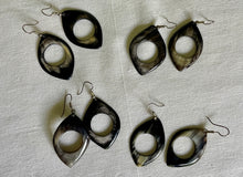 Earrings - Circle Cutout, Light and Dark Zebu Horn - Handcrafted in Madagascar