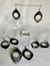 Earrings - Circle Cutout, Light and Dark Zebu Horn - Handcrafted in Madagascar