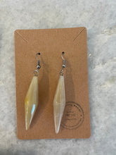Earrings - Elongated Spear, Light Color Zebu Horn - Handcrafted in Madagascar