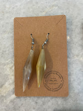 Earrings - Elongated Spear, Light Color Zebu Horn - Handcrafted in Madagascar
