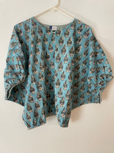 The Turquoise Leaf & Stripe Reversible Bubble Top