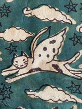 Drawstring Pajama/Jammie Pants--Dabu Cosmic Kitty, Hand Block Printed