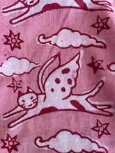 Drawstring Pajama/Jammie Pants--Dabu Cosmic Kitty, Hand Block Printed