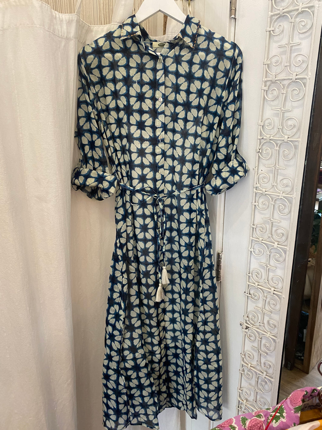 Blue & White Cotton Dress