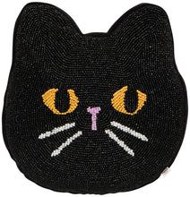 Black Cat Beaded Throw Pillow