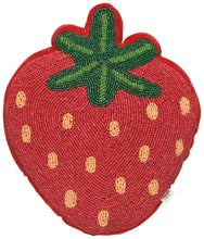 Strawberry Sweet Beaded Throw Pillow