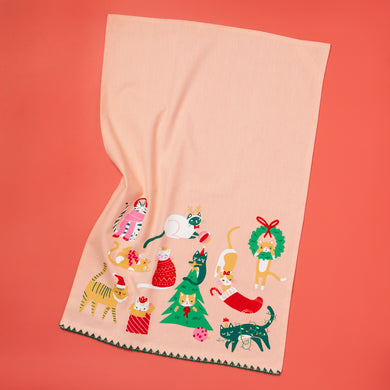 Let it Meow Decorative Embroidered Tea Towel