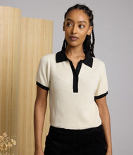 Zuri Organic Cotton Knit Polo Top - Pearl