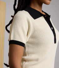 Zuri Organic Cotton Knit Polo Top - Pearl