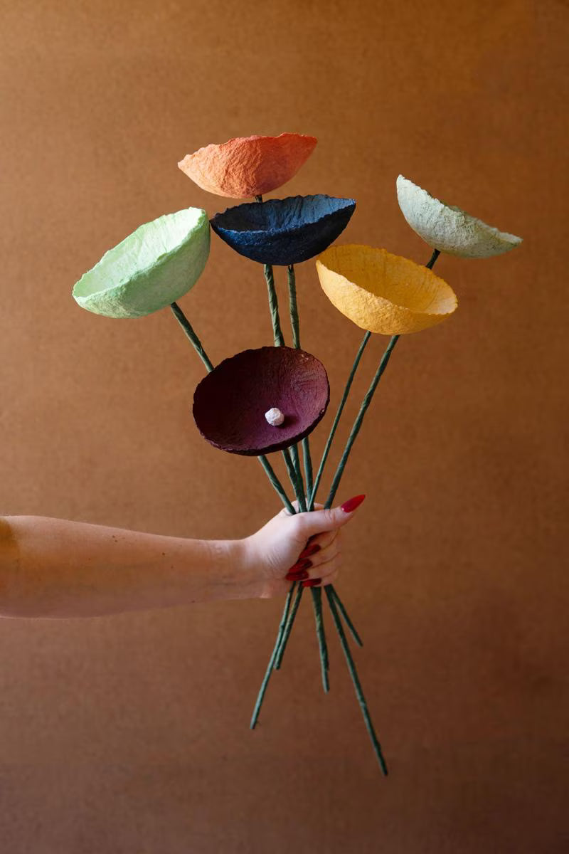 Handcrafted Paper Mâché Flowers(Set of 6)