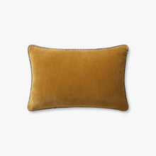 Gold Cotton Velvet Pillow With Contrast Flange