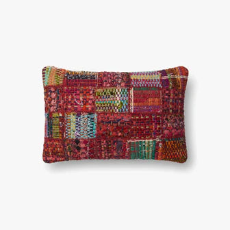 Red Multi Material Red/Multi Color Pillow (13x21)