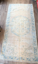 Vintage Hand-Knotted Rug - Peach/Pink, Blue, Taupe