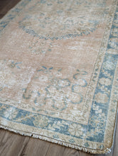 Vintage Hand-Knotted Rug - Peach/Pink, Blue, Taupe