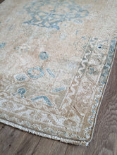 Vintage hand-Knotted Rug - Blue, Mint, Creamy Brown/Gold