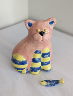 Previously Adored Cat Figurine #3 (with fish)