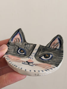 Grey Hand Painted Cats Trinket (Multiple Options)