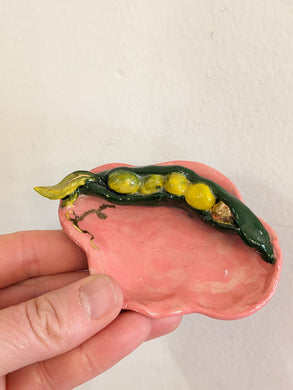 Pea Pod Hand Painted Trinket/Ring Dish