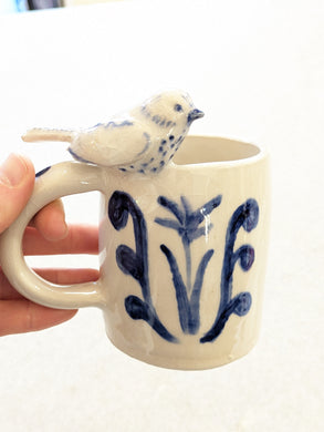 Hand Painted Bird Figure Mug