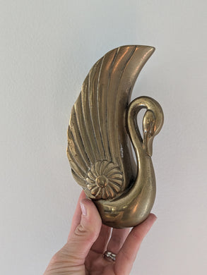 Vintage Brass Wall Swan Sculpture