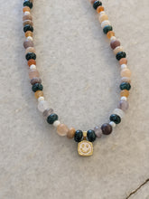 Smiley Earth Tones Necklace with 18K Gold Plated Smiley Face Charm