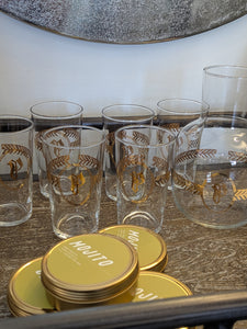 Vintage/Previously Adored Libbey Gold Laurel Leaf Monogram "P" Glassware Set - Set of 7