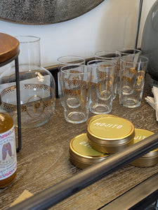Vintage/Previously Adored Libbey Gold Laurel Leaf Monogram "P" Glassware Set - Set of 7