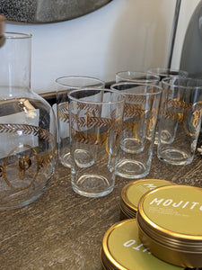 Vintage/Previously Adored Libbey Gold Laurel Leaf Monogram "P" Glassware Set - Set of 7