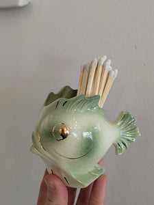 Vintage Fish Vessel with Safety Matches & Striker