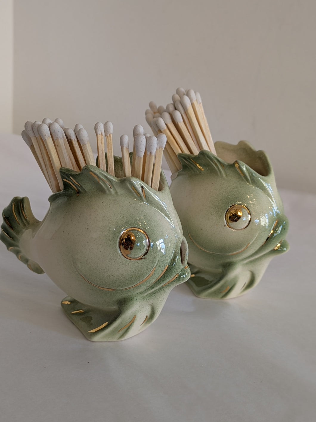 Vintage Fish Vessel with Safety Matches & Striker