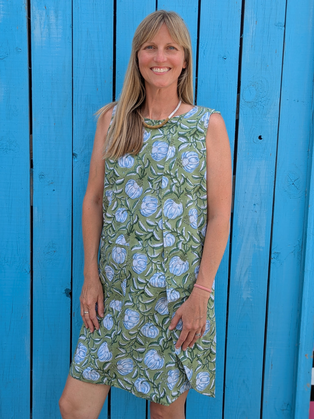 Reversible Wrap Dress – Vintage-Inspired, Hand Block Printed L