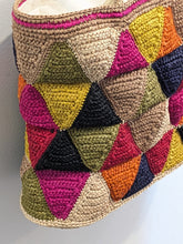 Geometric Multi-Color Raffia Tote Bag