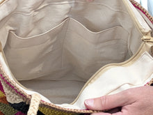 Geometric Multi-Color Raffia Tote Bag