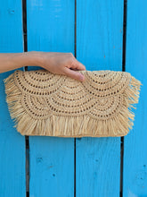 Handwoven Fringe Raffia Clutch