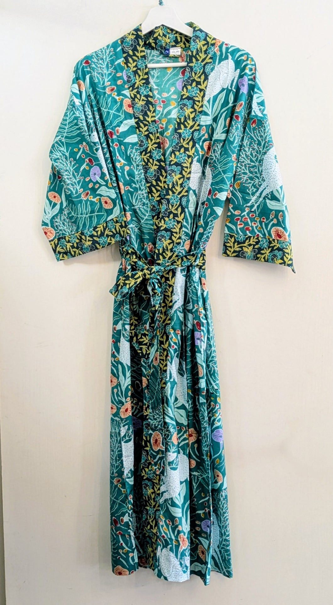 Whimsy & Wildflowers Teal Kimono Robe