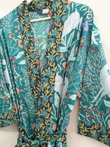 Whimsy & Wildflowers Teal Kimono Robe