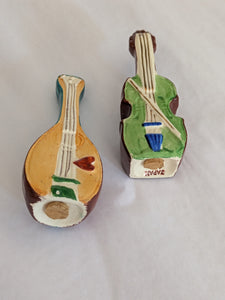 Vintage Hand-Painted Musical Instrument Salt & Pepper Shakers
