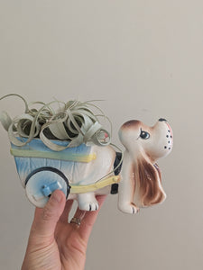 Vintage Basset Hound With Cart Planter