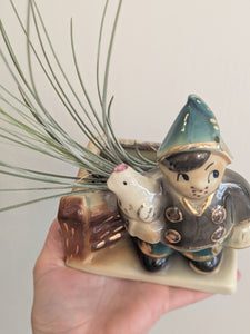 Vintage/Previously Adored Boy With Chicken Shawnee Planter