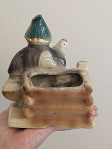 Vintage/Previously Adored Boy With Chicken Shawnee Planter
