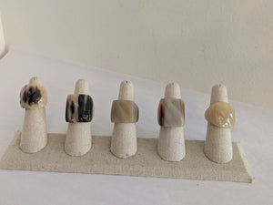 Handcrafted Zebu Horn Rings from Madagascar - Square Ridge
