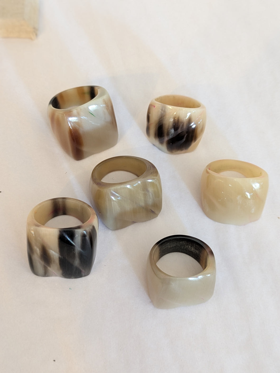 Square Ridge Handcrafted Zebu Horn Rings from Madagascar