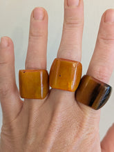 Colored Square Handcrafted Zebu Horn Rings from Madagascar