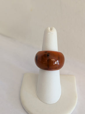Handcrafted Orange Curve Horn & Lacquer Ring from Madagascar