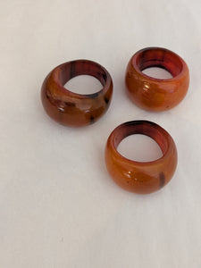 Handcrafted Orange Curve Horn & Lacquer Ring from Madagascar