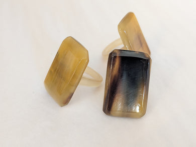 Handcrafted Zebu Horn Rings from Madagascar - Rectangle