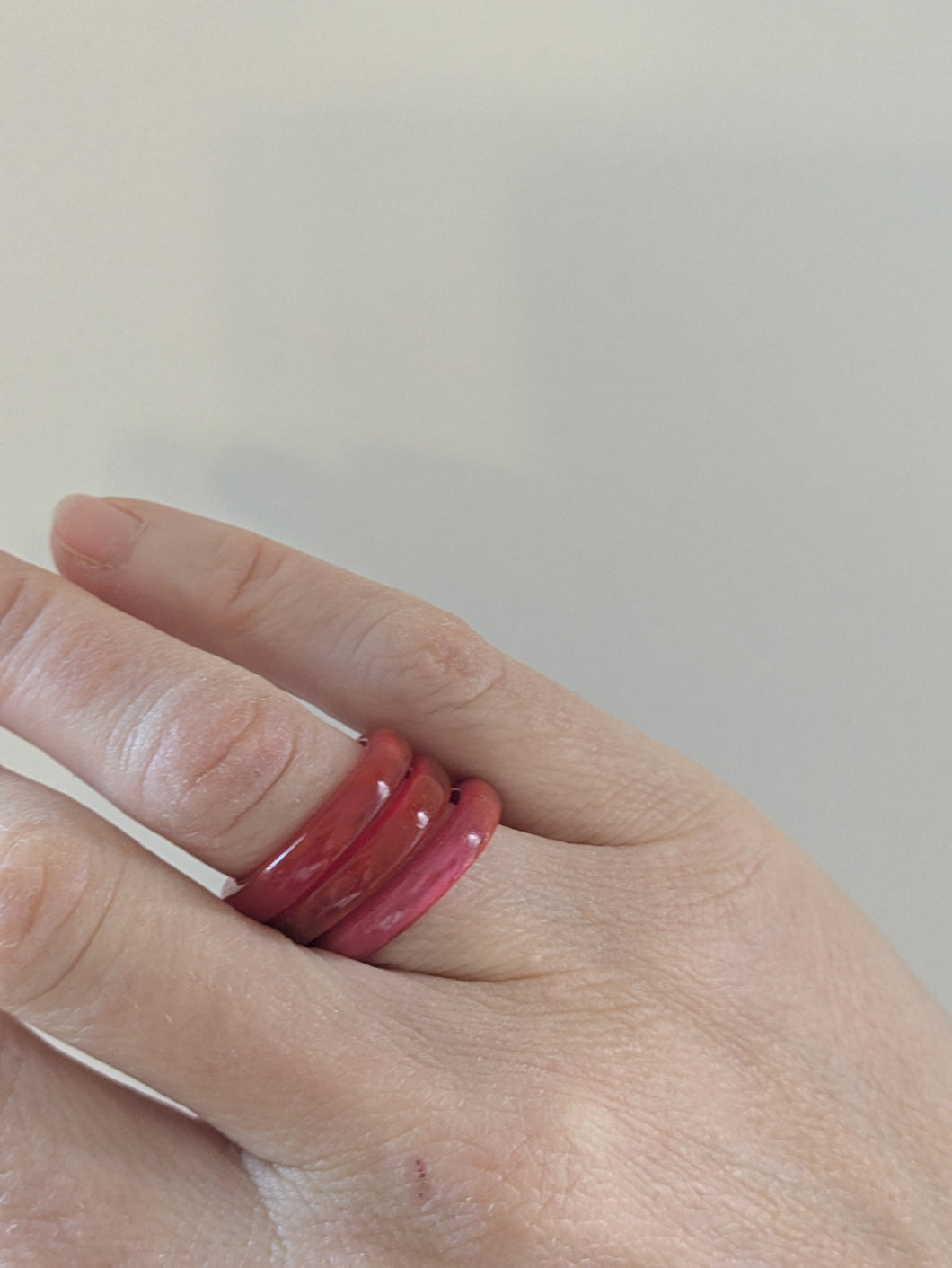 Simple Colored Handcrafted Zebu Horn Rings from Madagascar