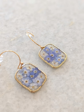 Forget Me Not Dangle Rectangle Earrings